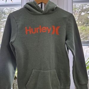 Hurley Olive Hoodie with Orange Logo